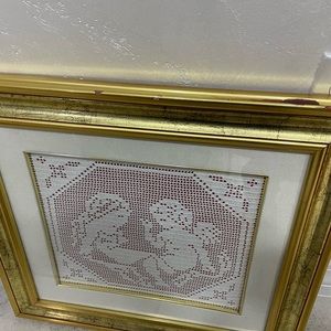 Hand made in Sicily crocheted art work .
Made. In Agrigento Sicily